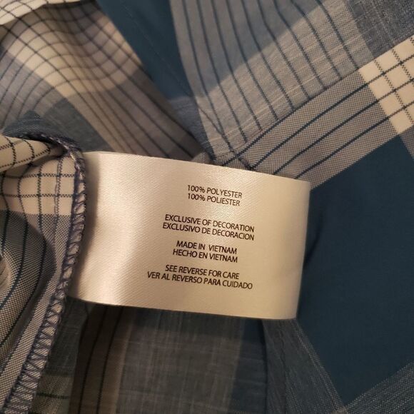 "Orvis" men's Short Sleeve Button Front Shirt blues/white plaid Size :large NWOT - Picture 5 of 7